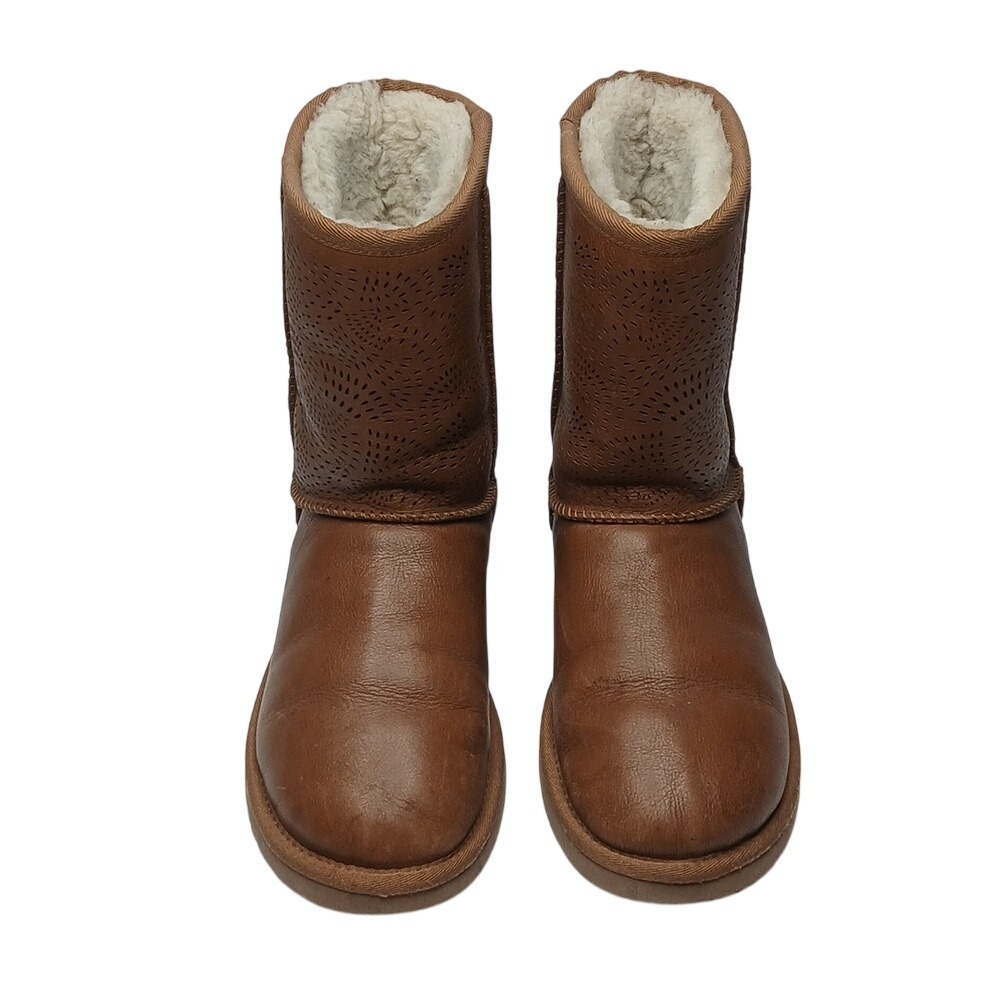 UGG Classic Short Perforated Leather Boots Women 8 Brown 1006471 - Picture 2 of 9